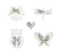 KitBeads 10Pcs 5 Styles Butterfly Dragonfly Charms Antique Filigree Connector Charms 3D Hollow Heart Angel Wing Charms for DIY Jewellery Making Necklaces