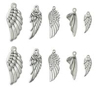 KitBeads 10Pcs 5 Styles Feather Wing Charms Stainless Steel Angel Devil Fairy Wing Charms for Jewelry Making Bracelet Necklace Craft