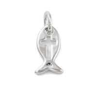 KitBeads 10Pcs Brass Christian Fish Charms Hollow Jesus Cross Crucifix Fish Charms With Jump Ring for Bracelets Necklaces Crafts Jewelry Making