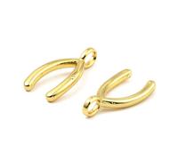 KitBeads 10pcs Brass Good Luck Wishbone Charm 18K Gold Plated Thanksgiving Turkey Wish Bone Charms for Bracelets Jewellery Making Bulk