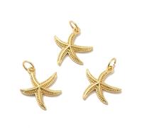 KitBeads 10pcs Brass Starfish Charms Real 18K Gold Plated Sea Life Charms Summer Beach Ocean Sea Star Charms for Bracelets Jewellery Making Bulk