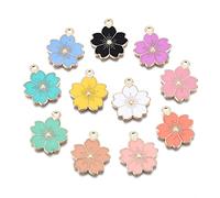 KitBeads 10pcs Cherry Blossom Flower Charms Enamel Little Flower Charms Mini Flower Dangle Charms for Jewellery Making Necklace…