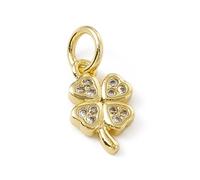 KitBeads 10pcs Cubic Zirconia Clover Charms Real 18K Gold Plated Four Leaf Clover Lucky Charms Irish St Patrick's Day Charms for Jewelry Making