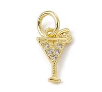 KitBeads 10pcs Cubic Zirconia Cocktail Charms 18K Gold Plated Drink Champagne Alcohol Charms Micro Pave Wine Goblet Charms for Jewelry Making Bulk