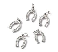 KitBeads 10Pcs CZ Silver Color Horseshoe Charms Brass Lucky Western Cubic Zirconia Pendants for Jewelry Making Bracelets Earrings Necklace Bulk