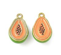 KitBeads 10pcs Enamel Papaya Charm 3D Stainless Steel Food Charms Dangle Vegetable Charms for Jewelry Making Bracelets Necklace Earrings Bulk