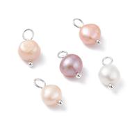 KitBeads 10Pcs Freshwater Pearl Charms Mixed Colour Dangle Baroque Natural Pearl Pendants for Jewellery Making Earrings Bracelets Necklaces Crafts