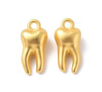 KitBeads 10Pcs Gold Plated Heathy Teeth Charms Dangle Dentist Medical Tooth Pendant Charms for Jewellery Making Bracelets Necklaces Earrings Crafts
