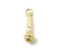 KitBeads 10Pcs Gold Plated Music Microphone Charms Brass Musical Microphone Pendant Charms for Jewellery Making Necklaces Earrings Bracelets Crafts