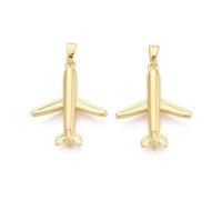 KitBeads 10Pcs Golden Aircraft Charm with Jump Rings Airplanes Flight Airline Charms for DIY Crafts Supplies