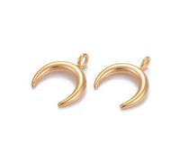 KitBeads 10Pcs Golden Color Double Horn Charms 304 Stainless Steel Crescent Moon Celestial Pendants for Jewelry Making Bracelets Earrings Necklace Bulk