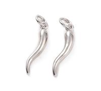 KitBeads 10pcs Italian Horn Charms Silver Brass Chilli Pepper Charms Antique Silver Lucky Cornicello Charms for Jewellery Making Bracelets Necklace Crafts Earrings Bulk