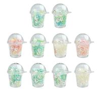 KitBeads 10Pcs Random Milk Tea Cup Charms Acrylic Bottle BoBa Tea Charms Imitation Pearl Round Bead Drink Charms for Jewellery Making Bracelets Necklaces