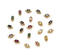 KitBeads 10pcs Real Gold Plated Connector Charms Mixed Color Crystal Double Loop Charms Cubic Zirconia Links Charms for Jewellery Making Craft