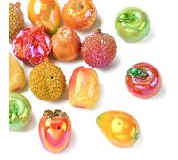 KitBeads 10pcs Resin Mango Apple Beads AB Color Imitation Food Tropical Fruit Beads for Jewelry Making Bracelets Necklaces Earrings Crafts Bulk