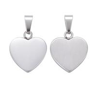KitBeads 10Pcs Stainless Steel Flat Hear Charms Sliver Heart Shape Tag for DIY Necklace Jewelry Making