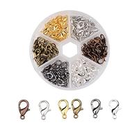 KitBeads 120pcs Antique Bronze Lobster Clasps Tibetan Alloy Jewellery Clasps 6 Colors Lobster Clasps Fastener Lobster Hooks for Jewellery Making Bulk
