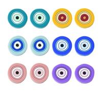 KitBeads 12Pcs 20mm Evil Eye Silicone Beads Flat Round Colourful Large Evil Eye Beads for Jewellery Making Keychains Pens Bracelets Crafts Bulk