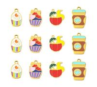 KitBeads 12Pcs 4 Styles Summer Ice Drink Charms Enamel Cupcake Coffee Cup Charms for Jewelry Making Necklaces Earrings Bracelets Crafts