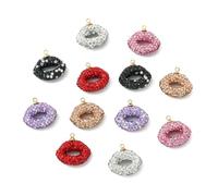 KitBeads 12Pcs 6 Colors Rhinestone Lip Bling Charms Lip Shaped Dangle Charms for Jewelry Making DIY Crafts Necklace Bracelet Earring