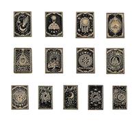 KitBeads 13Pcs Tarot Card Enamel Pins Halloween Witch Black Gothic Brooches for Bag Backpack Clothes Hats Crafts Accessories Decor