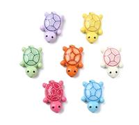 KitBeads 14Pcs 7 Colours Sea Turtle Beads Alloy Ocean Animal Beads Glitter Cartoon Tortoise Beads for for Jewellery Making Bracelets Necklaces Pens Crafts
