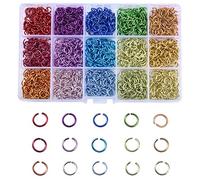 KitBeads 1500pcs 15 Colors Aluminum Jump Rings Open Chainmail Connector Rings Split Jump Rings for Jewellery Making Bulk