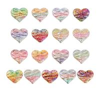 KitBeads 17Pcs Random Heart Shaped Beads Resin Gradient AB Color Love Heart Beads for Bracelets Necklaces Keychains Jewelry Making Crafts