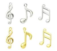 KitBeads 18Pcs 6 Styles Musical Note Charms Golden Sliver Tone Brass Music Note Charms for Jewellery Making Necklaces Bracelets Crafts DIY Supplies