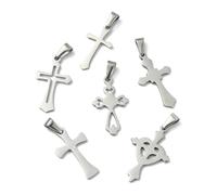 KitBeads 18Pcs 6 Styles Stainless Steel Cross Charms Faith Jesus Religious Crucifix Charms for Bracelets Necklaces Pens Jewellery Making Crafts