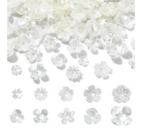 KitBeads 200pcs 10 Styles Acrylic Flower Bead Caps White Floral Bead Caps Imitation Pearl Trumpet Flower Bead End Caps for Jewellery Making Bulk