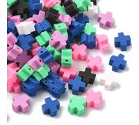 KitBeads 200Pcs 6 Colors Polymer Clay Cross Beads Small Religious Faith Cross Shaped Beads for Jewelry Making Bracelets Earrings Necklaces Crafts