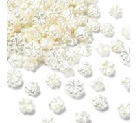 KitBeads 200pcs Mixed Styles Imitation Pearl Flower Beads Baroque Rose Clover Beads ABS White Flower Shaped Beads for Jewellery Making Craft Bracelets