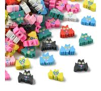 KitBeads 200Pcs Random Bat Beads Halloween Blood Sucking Animal Beads Colourful Polymer Clay Bat Beads for Jewellery Making Bracelets Necklace Crafts Bulk