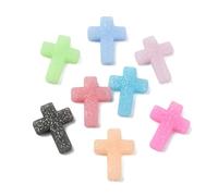 KitBeads 20Pcs 10 Colors Cross Silicone Beads Glow in The Dark Rubber Faith Jesus Crucifix Beads for Bracelets Necklaces Pens Jewelry Making Crafts