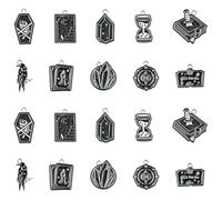 KitBeads 20Pcs 10 Styles Black Tarot Card Charms Enamel Coffin Crystal Gothic Charm Magic Book Raven Charms for Jewellery Making Bracelets Earrings Necklaces Bulk