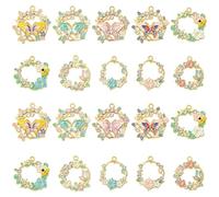 KitBeads 20Pcs 10 Styles Enamel Flower Butterfly Charms Rhinestone Wreath Animal Floral Charms for Bracelets Jewellery Making Necklaces Crafts Bulk