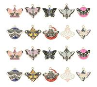 KitBeads 20Pcs 10 Styles Gothic Butterfly Charms Star and Moon Enamel Moth Charms for Jewelry Making Bracelets Earrings Necklaces Crafts