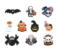KitBeads 20Pcs 10 Styles Halloween Gothic Silicone Focal Beads Bat Spider Pumpkin Skull Beads for Pens Keychains Jewelry Making Bracelets