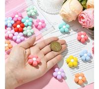 KitBeads 20pcs 10 Styles Silicone Flower Beads Colourful Flower Shape Focal Beads Rubber Cute Flatback Floral Focal Beads for Pen Keychain Bulk