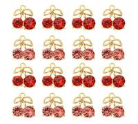 KitBeads 20Pcs 2 Colors Rhinestone Cherry Charms Golden Red Pink Cherry Pendants for Necklaces Keychains Bracelets Jewelry Making Crafts
