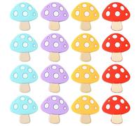 KitBeads 20Pcs 4Styles Mushroom Silicone Beads Food Shaped Rubber Beads Colorful Plant Focal Beads for Jewellery Making Keychain Pens Crafts Bulk