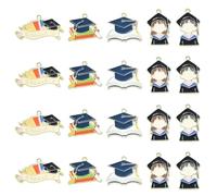 KitBeads 20pcs 5 Styles Graduation Enamel Charms Summer Bachelor Hat Book Charms Education Diploma Charms for Bracelets Jewellery Making Bulk