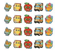 KitBeads 20Pcs 5 Styles Teacher Silicone Beads Cartoon Teach Apple Beads Pencil Book School Bus Focal Beads for Jewellery Making Keychains Pens Crafts