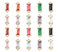 KitBeads 20pcs Cubic Zirconia Connector Charms Real Gold Plated Birthstone Charms 2-Hole Micro Pave CZ Charms for Jewellery Making Bracelets Necklace Bulk