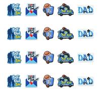 KitBeads 20Pcs Dad Silicone Beads 5 Styles Father Day Theme Car Vehicle Focal Beads Blue Envelope Coffee Beads for Keychains Jewellery Making Pens Bulk