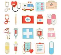 KitBeads 20Pcs Medical Nurse Enamel Pins Doctor Checklist Stethoscope Pill Ambulance Brooch Pins for Clothes Bags Hats Crafts Accessories