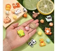 KitBeads 20pcs Mixed Styles Animal Silicone Beads Colourful Round Focal Beads Rubber Cute Panda Lion Tiger Jungle Animal Beads for Jewellery Making Bulk