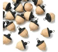 KitBeads 20Pcs Nuts Pinecone Charms Natural Wooden Holiday Christmas Tree Oak Pine Cone Pendants for Jewelry Making Earrings Necklace DIY Crafting