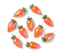 KitBeads 20Pcs Resin Red Carrot Charms AB Color Food Vegetable Pendants for Bracelets Jewelry Making Necklaces Earrings Crafts Bulk